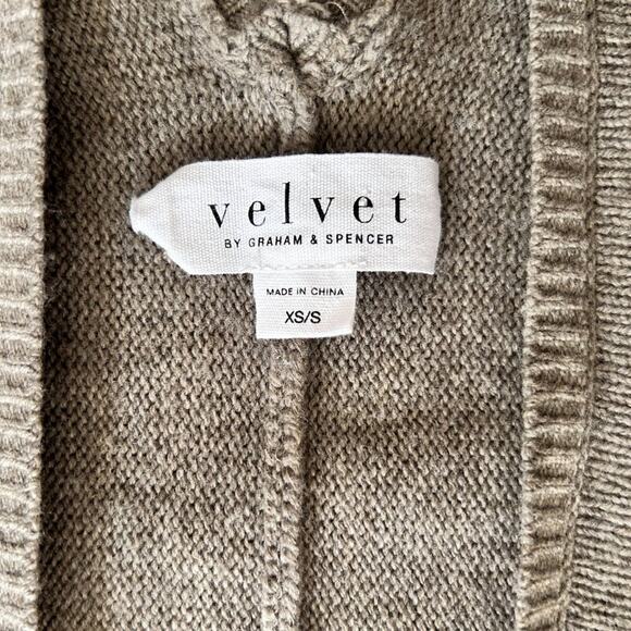 Velvet by Graham & Spencer Harper Open Front Wrap Tan and Gray XS - Picture 2 of 7
